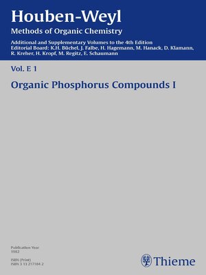 cover image of Houben-Weyl Methods of Organic Chemistry Volume E 1 Supplement